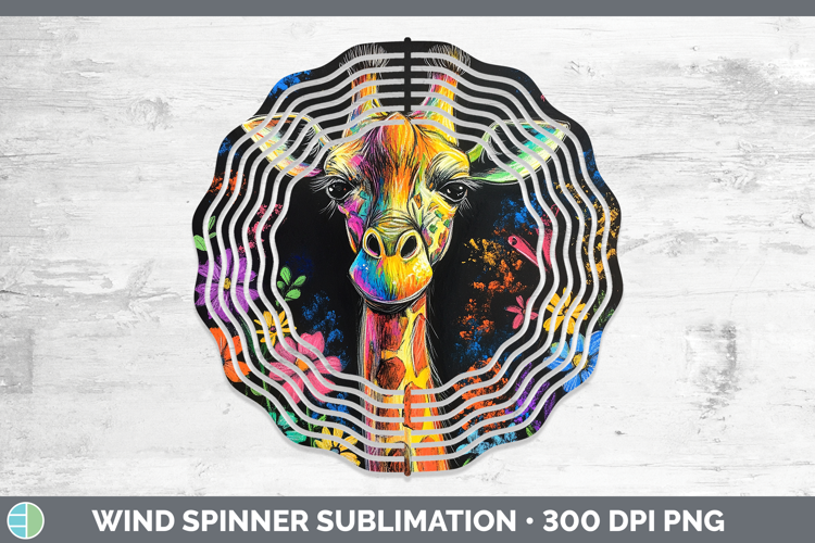 BS02 Rainbow Giraffe Wind Spinner Sublimation Spinner Desig