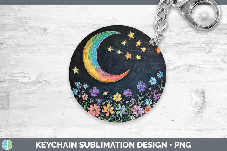 BS02 Rainbow Moon and Stars Keychain Sublimation Keyring De