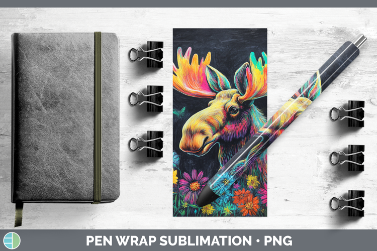 BS02 Rainbow Moose Pen Wrap Sublimation Pen Designs