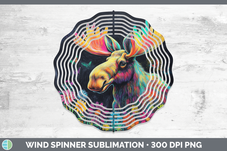 BS02 Rainbow Moose Wind Spinner Sublimation Spinner Designs