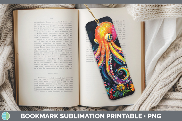 BS02 Rainbow Octopus Bookmark Sublimation Printable Designs