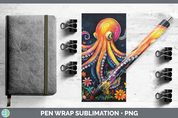 BS02 Rainbow Octopus Pen Wrap Sublimation Pen Designs