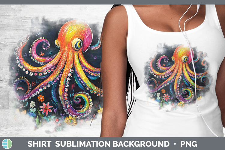 BS02 Rainbow Octopus Shirt Sublimation Background Designs