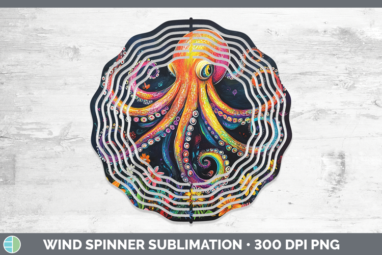 BS02 Rainbow Octopus Wind Spinner Sublimation Spinner Desig