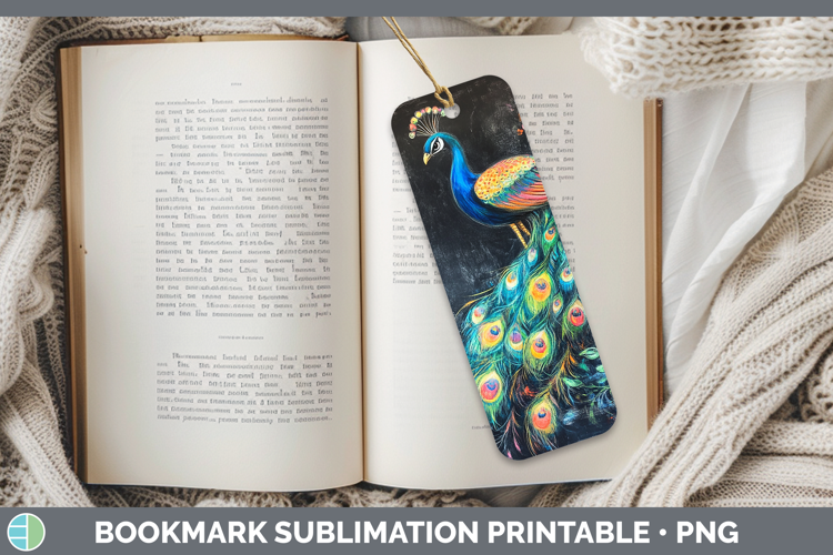 BS02 Rainbow Peacock Bookmark Sublimation Printable Designs