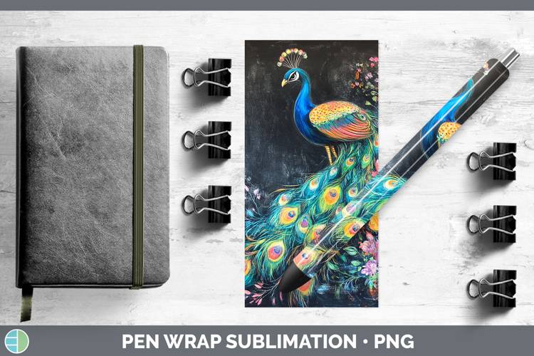 BS02 Rainbow Peacock Pen Wrap Sublimation Pen Designs