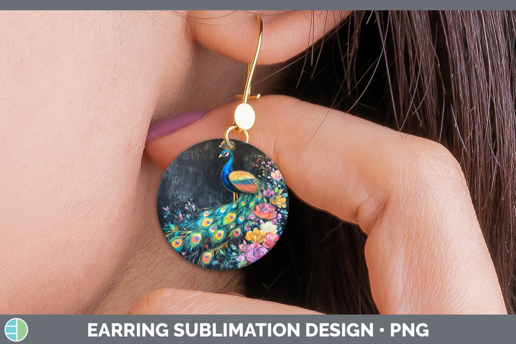 BS02 Rainbow Peacock Round Earrings Sublimation Earrings De