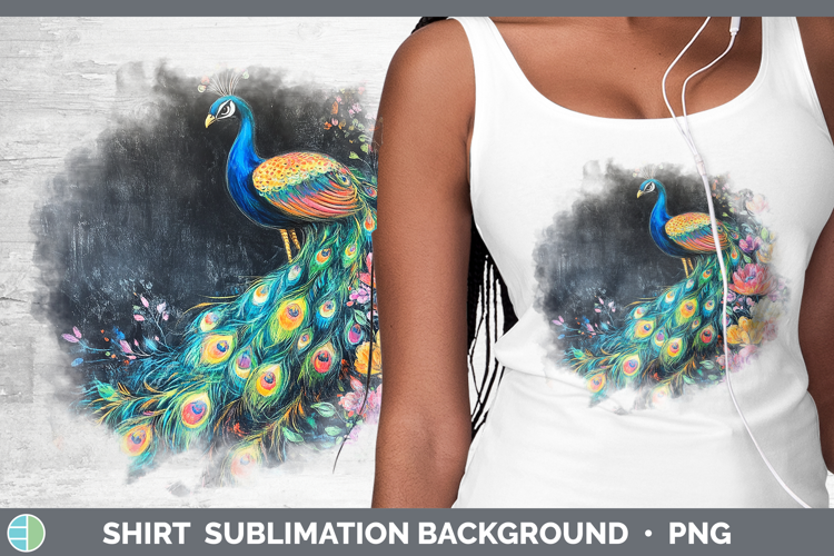 BS02 Rainbow Peacock Shirt Sublimation Background Designs