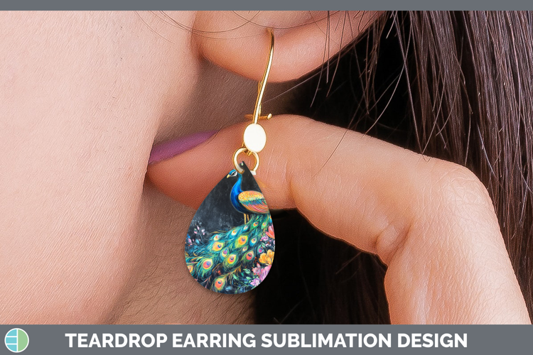 BS02 Rainbow Peacock Teardrop Earrings Sublimation Earrings