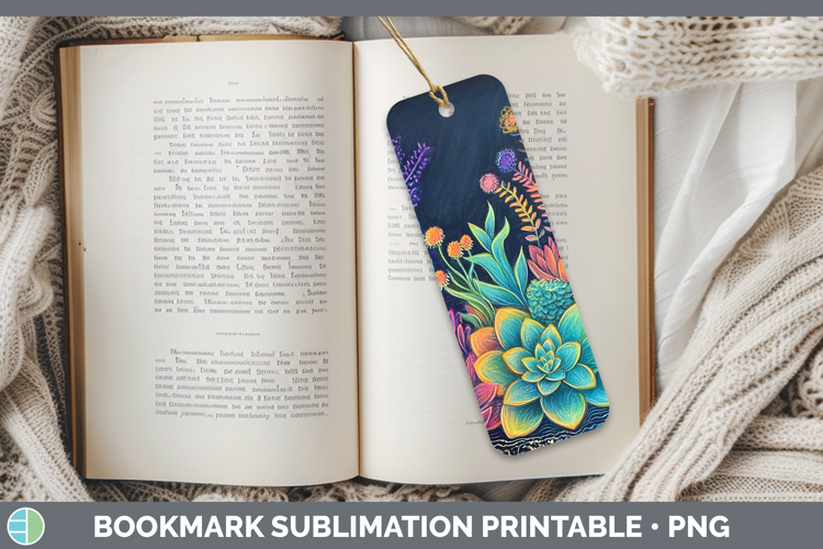 BS02 Rainbow Succulents Bookmark Sublimation Printable Desi