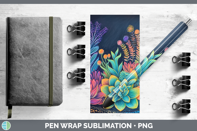 BS02 Rainbow Succulents Pen Wrap Sublimation Pen Designs