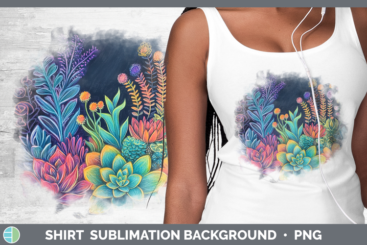 BS02 Rainbow Succulents Shirt Sublimation Background Design