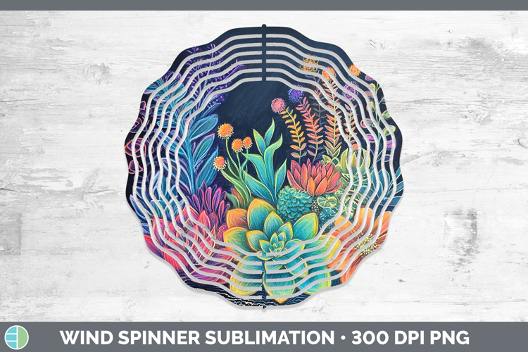 BS02 Rainbow Succulents Wind Spinner Sublimation Spinner De