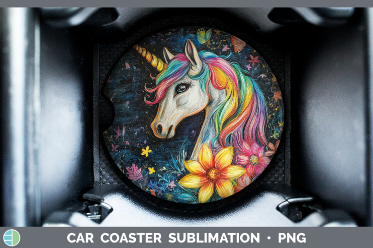 BS02 Rainbow Unicorn Car Coaster Sublimation Designs