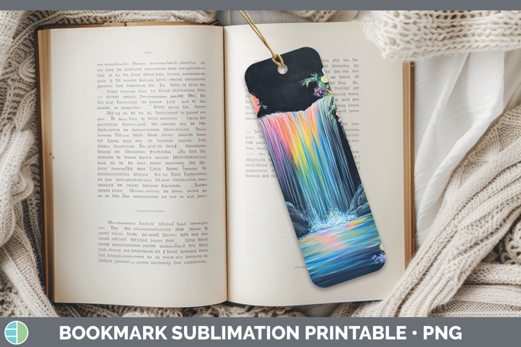 BS02 Rainbow Waterfall Bookmark Sublimation Printable Desig