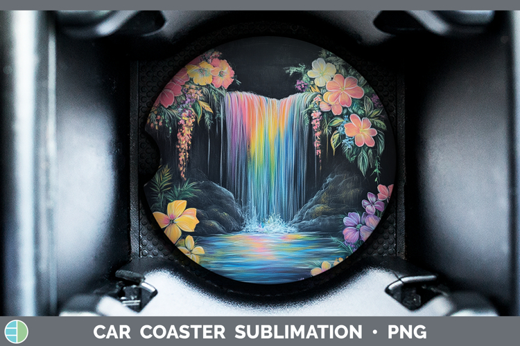 BS02 Rainbow Waterfall Car Coaster Sublimation Designs