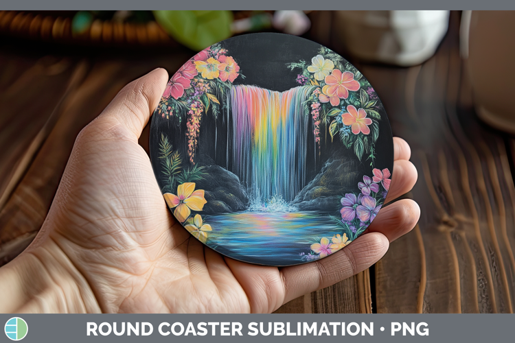 BS02 Rainbow Waterfall Round Coaster Sublimation Coaster De
