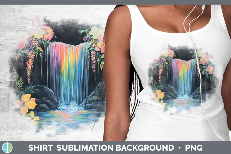 BS02 Rainbow Waterfall Shirt Sublimation Background Designs