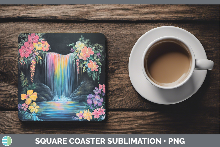 BS02 Rainbow Waterfall Square Coaster Sublimation Coaster D
