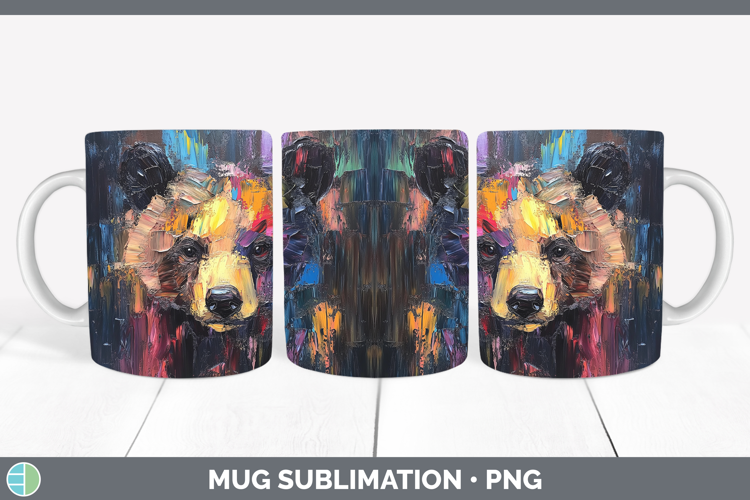 BS02 Thick Paint Bear Mug Wrap Sublimation Coffee Cup Design