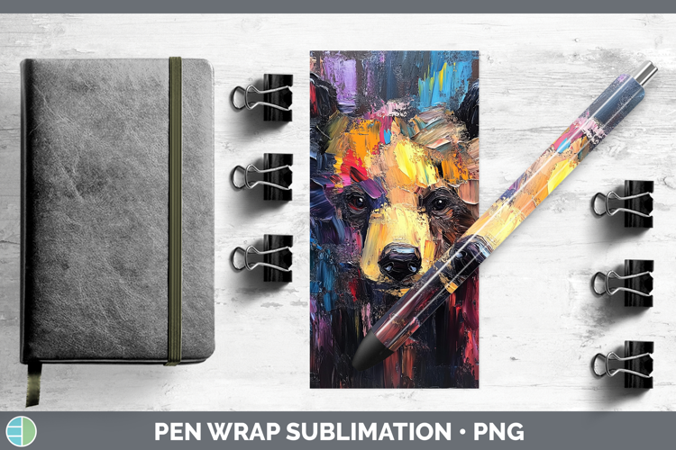 BS02 Thick Paint Bear Pen Wrap Sublimation Pen Designs