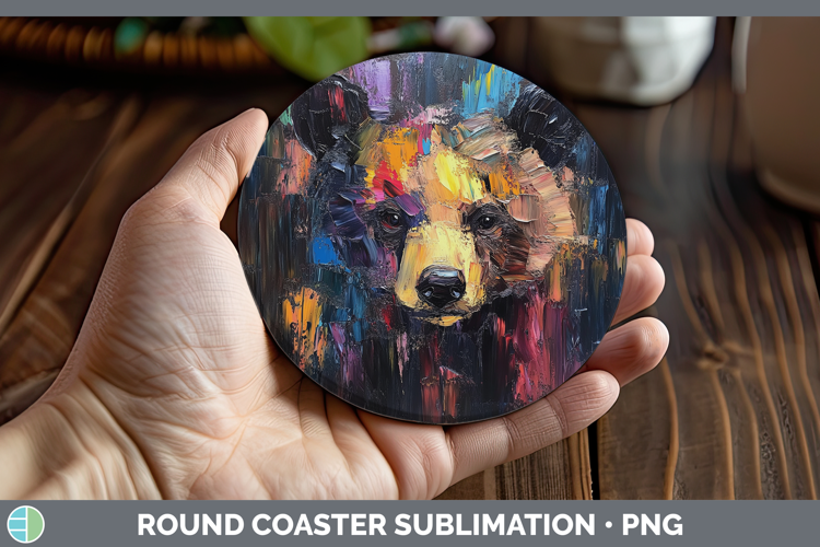 BS02 Thick Paint Bear Round Coaster Sublimation Coaster Desi