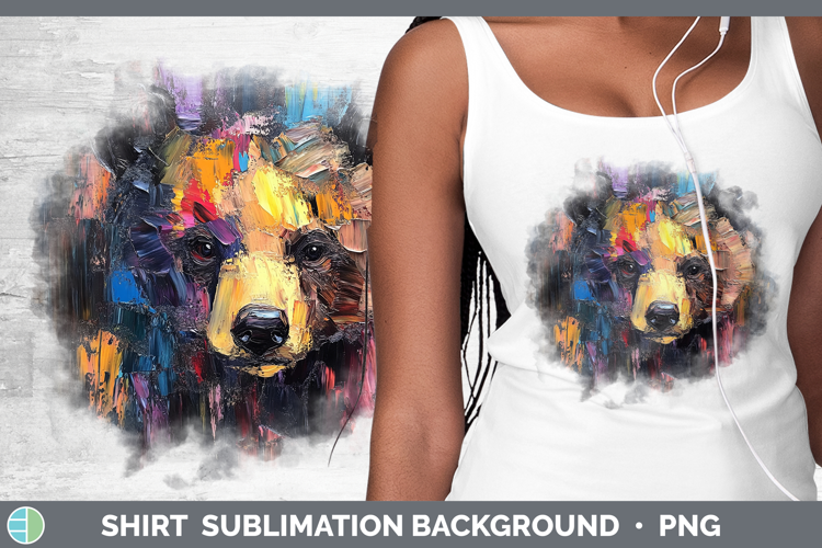 BS02 Thick Paint Bear Shirt Sublimation Sublimation Backgrou