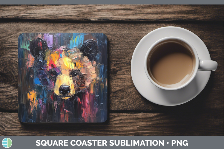 BS02 Thick Paint Bear Square Coaster Sublimation Coaster Des