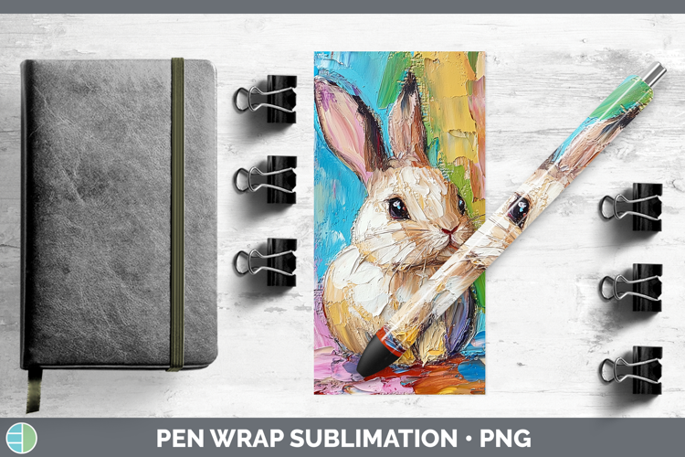 BS02 Thick Paint Bunny Pen Wrap Sublimation Pen Designs
