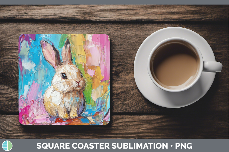 BS02 Thick Paint Bunny Square Coaster Sublimation Coaster De