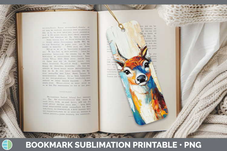 BS02 Thick Paint Deer Bookmark Sublimation Printable Designs