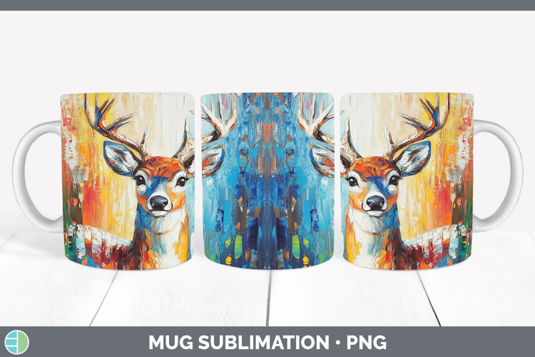 BS02 Thick Paint Deer Mug Wrap Sublimation Coffee Cup Design