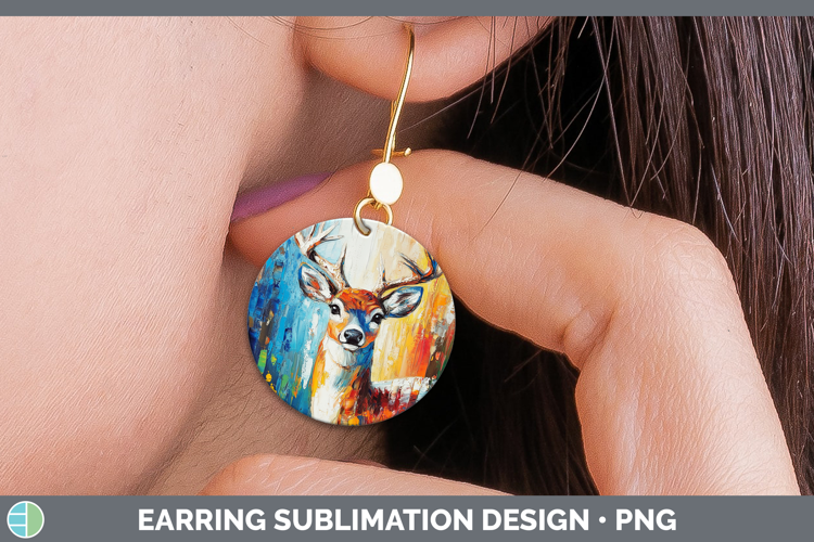 BS02 Thick Paint Deer Round Earrings Sublimation Earrings De
