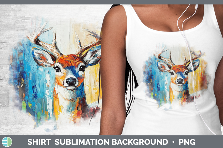 BS02 Thick Paint Deer Shirt Sublimation Sublimation Backgrou