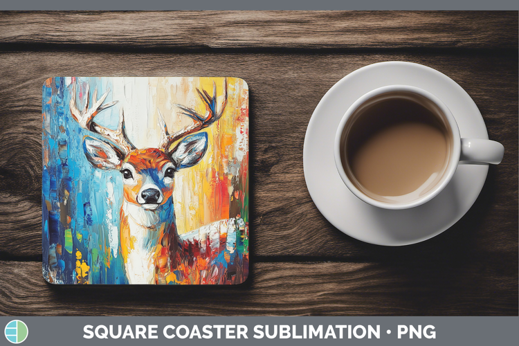 BS02 Thick Paint Deer Square Coaster Sublimation Coaster Des