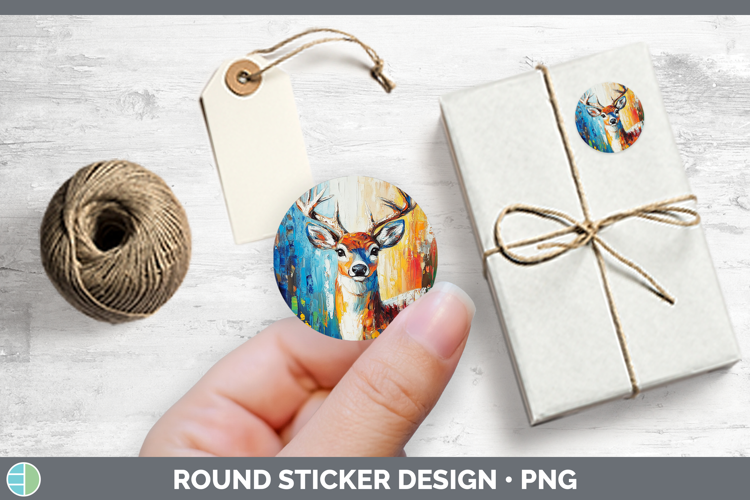 BS02 Thick Paint Deer Stickers | Round Labels Designs
