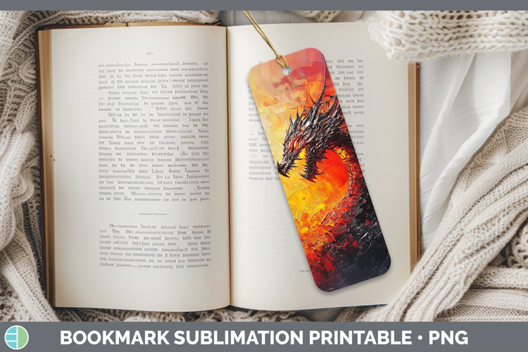 BS02 Thick Paint Dragon Bookmark Sublimation Printable Desig