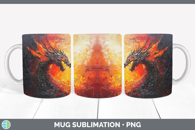 BS02 Thick Paint Dragon Mug Wrap Sublimation Coffee Cup Desi
