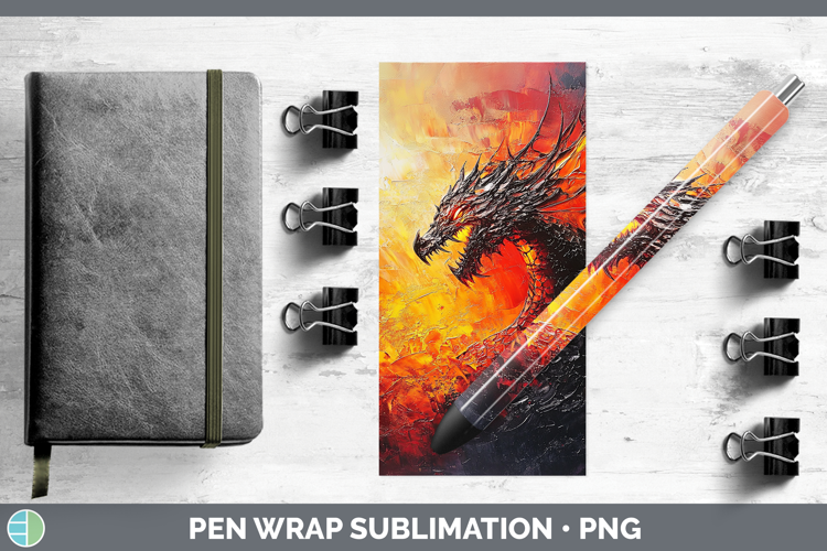BS02 Thick Paint Dragon Pen Wrap Sublimation Pen Designs
