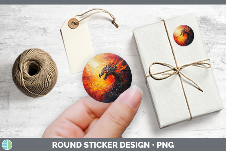 BS02 Thick Paint Dragon Stickers | Round Labels Designs