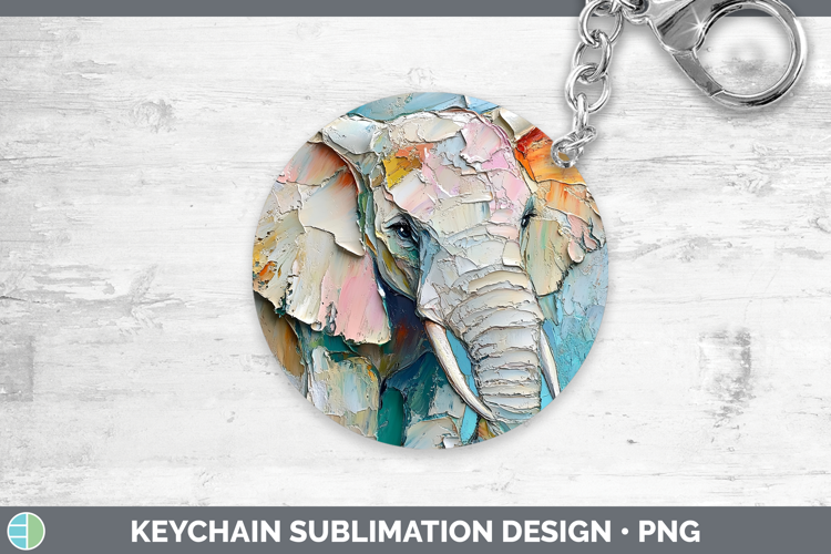 BS02 Thick Paint Elephant Keychain Sublimation Keyring Desig
