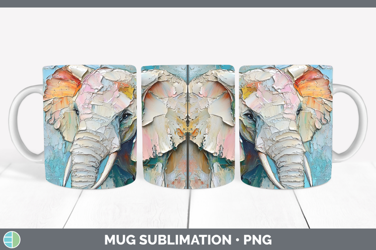 BS02 Thick Paint Elephant Mug Wrap Sublimation Coffee Cup De
