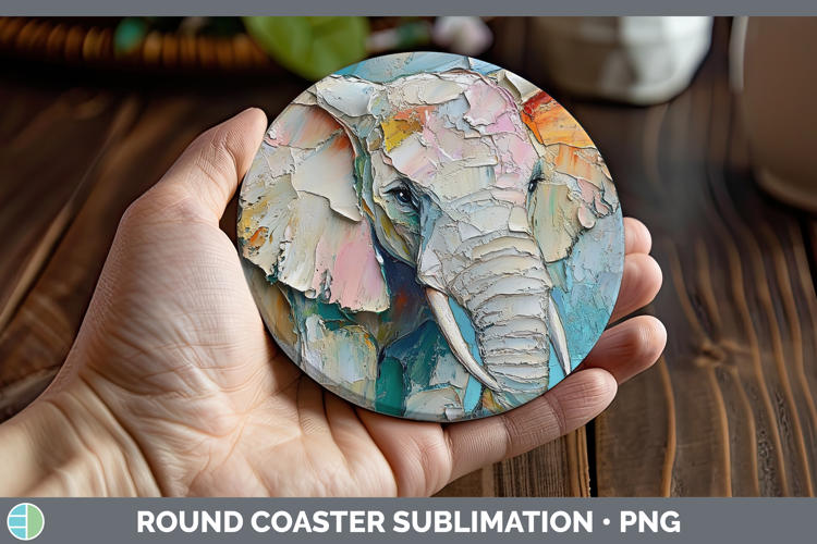 BS02 Thick Paint Elephant Round Coaster Sublimation Coaster