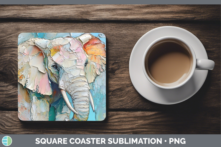 BS02 Thick Paint Elephant Square Coaster Sublimation Coaster