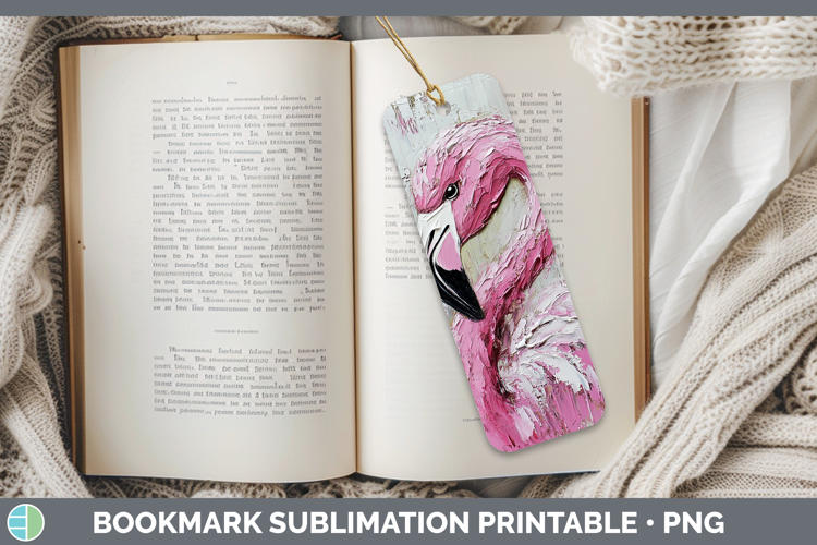 BS02 Thick Paint Flamingo Bookmark Sublimation Printable Des