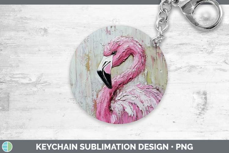 BS02 Thick Paint Flamingo Keychain Sublimation Keyring Desig