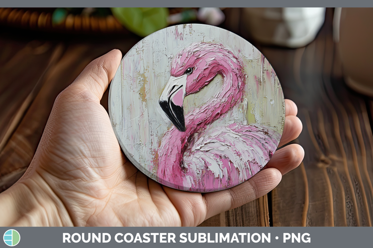 BS02 Thick Paint Flamingo Round Coaster Sublimation Coaster