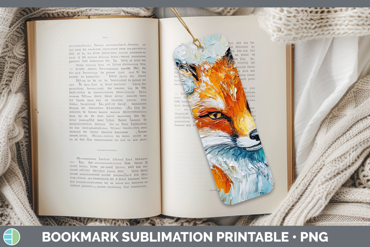 BS02 Thick Paint Fox Bookmark Sublimation Printable Designs