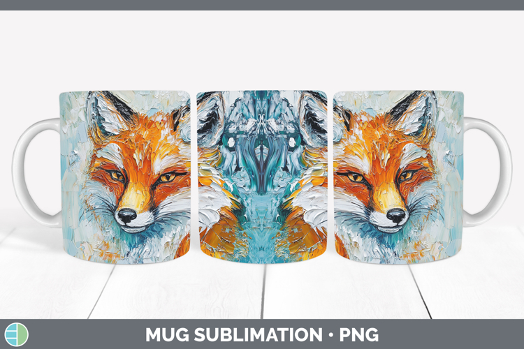 BS02 Thick Paint Fox Mug Wrap Sublimation Coffee Cup Designs