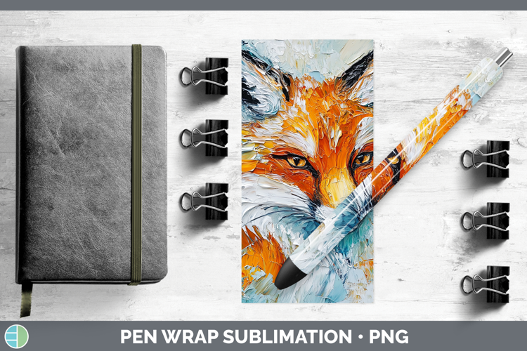 BS02 Thick Paint Fox Pen Wrap Sublimation Pen Designs